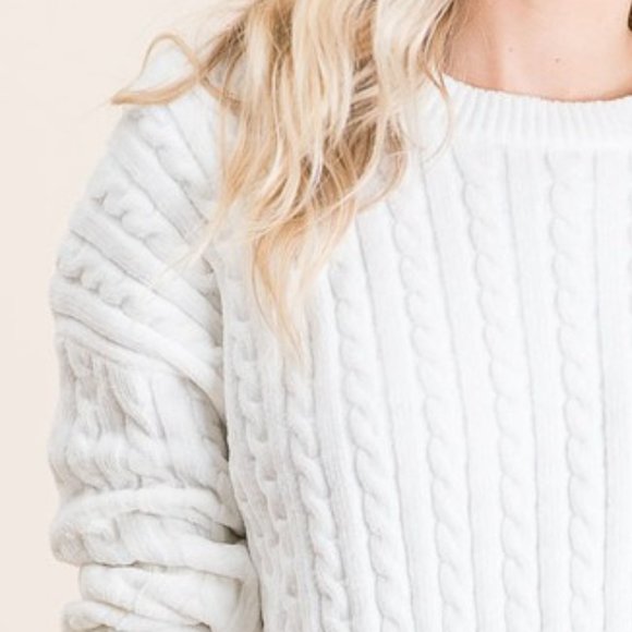 Cable Knit Soft Chenille Lounge Set IVORY - Picture 8 of 13